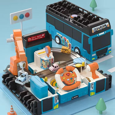 2in1 Deform Double Decker Bus Adventure Track - Blue